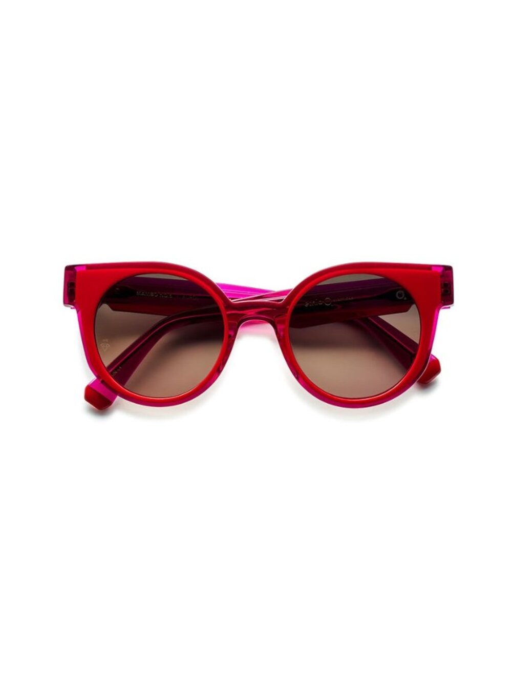 New Etnia Barcelona Women's Sunglasses Pink Round Red Lens Acetate Frame MAMBO